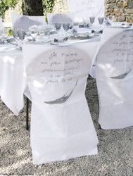 Housse dechaise je t'aime et coeur - mariage - Loc'Vaisselle
