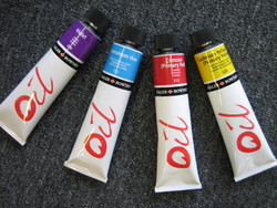 peinture a l'huile 120 ml<jaune 620, rouge cramoisi 513, bleu caeuruleum 112 et jaune 620>