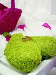 coussin coeur sisal et panier assorti - mariage - Loc'Vaisselle