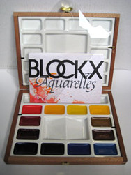 Coffret luxe en acajou 21ml personalis�  - COFFRET AQUARELLE BLOCKX  - ART'PALETTE