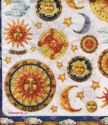 Papier de riz Japonais Th�me Soleils Etoiles et Lunes DFT072 - Papier de riz Japonais - ART'PALETTE