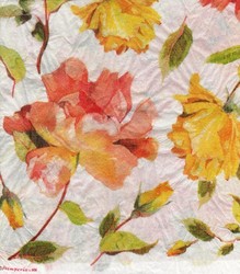 Papier de riz Japonais Th�me Roses jaunes DFT167 - Papier de riz Japonais - ART'PALETTE