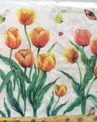 Papier de riz Japonais Th�me Tulipes et Papillons DFT051 - Papier de riz Japonais - ART'PALETTE