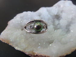 Perle de Tahiti et 2 diamants taille brillant - Bague or et Perle de Tahiti - Bijouterie LECANU
