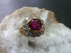Rubis Birman et entourage diamants - Bague or et Rubis en Vente - Bijouterie LECANU