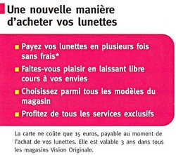 La carte Vision Originale - NOS OFFRES COMMERCIALES  - VISION ORIGINALE