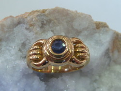 Saphir de Ceylan bleu fonc� sur or jaune - Bague or et Saphir en Vente - Bijouterie LECANU