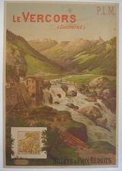 Affiche originale du PLM - Le Vercors (Dauphin�) par Fr�d�ric Hugo d'Al�si 