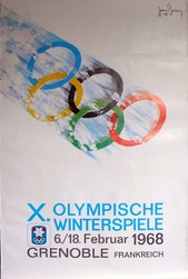 Affiche originale des Jeux Olympiques de Grenoble 1968, par Jean Brian