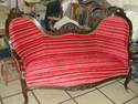 Banquette ancienne � rayures horizontales  - Canap�s relook�s (sur commande) pi�ces unique - Paco Tourt�, artisan tapissier d�corateur