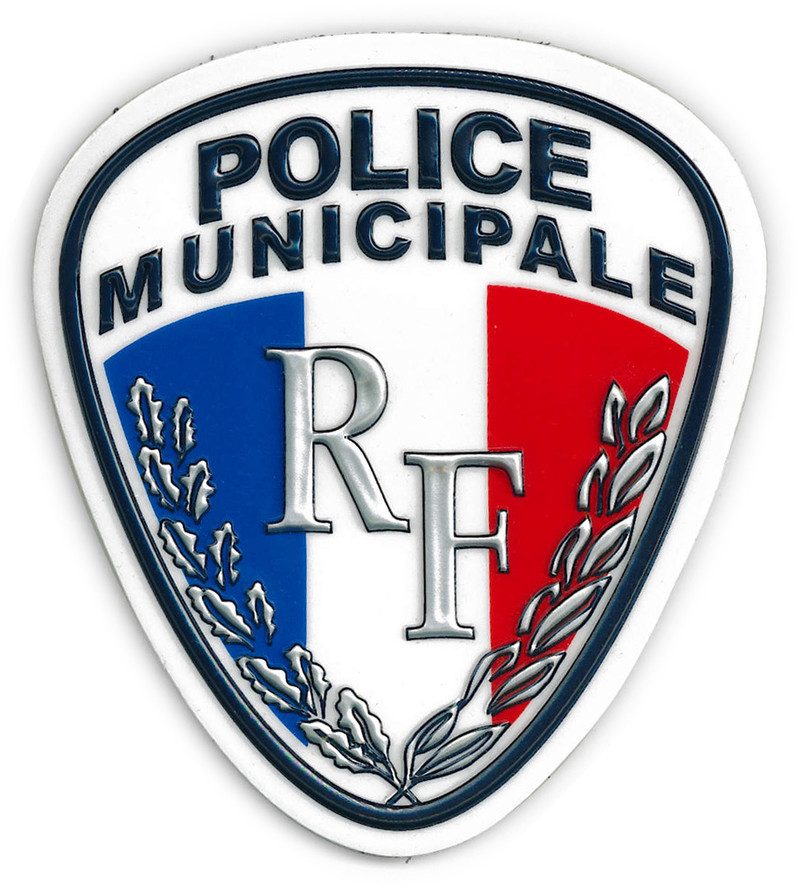 écusson de bras plastifié rf police municipale sur velcro en relief