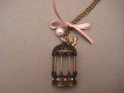Sautoir chaine cage patine bronze... - Les creations de bijoux IXLI, la marque de Fabienn - BOUTIQUE ROSE PALE