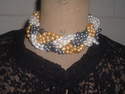 collier torsade perles veritables eau douce blanche noire 