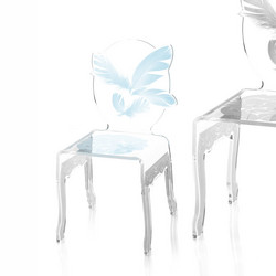 chaise plume bleu acrila