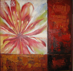 HUILE SUR TOILE " FLEUR" - LA DECO  - MYRTILLE