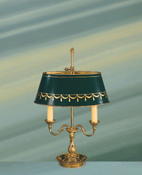 Lampe Bouillotte LOUIS XVI abat jour oval vert ou bordeaux
