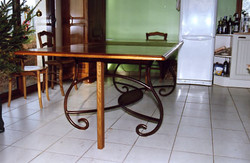 TABLE FER ET BOIS -  - EBENISTERIE BONIN