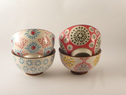  SET DE 4 PETITS BOLS EN CERAMIQUE "BOHEMIAN" - DE JADIS A DEMAIN