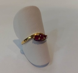 BAGUE 3 RUBIS OR BICOLORE 18 CARATS - BIJOUTERIE DELAVEST          