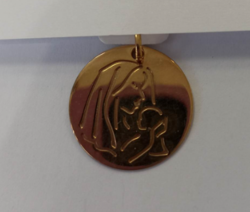 PENDENTIF VIERGE ET ENFANT GRAVES OR JAUNE 18K - BIJOUTERIE DELAVEST          