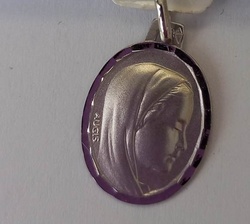 MEDAILLES OVALE TETE DE VIERGE OR BLANC 18 K - BIJOUTERIE DELAVEST          
