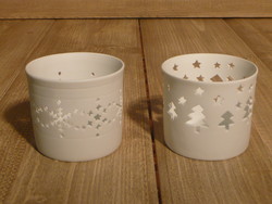 PHOTOPHORE EN PORCELAINE DROIT FLOCON / SAPIN - DE JADIS A DEMAIN