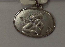 ANGE FRAPPE OVALE HORIZONTALE OR BLANC 18 CARATS - BIJOUTERIE DELAVEST          