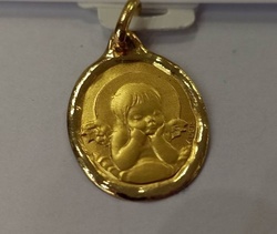 ANGE FRAPPE AVEC AUREOLE OR JAUNE 18 CARATS - BIJOUTERIE DELAVEST          