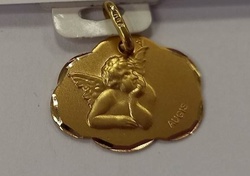 ANGE FRAPPE SONGEUR NUAGE OR JAUNE 18 CARATS - BIJOUTERIE DELAVEST          