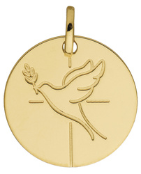 MEDAILLE RONDE COLOMBE OR 18 CARATS - BIJOUTERIE DELAVEST          