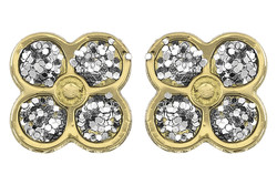 FLEUR LAQUE PAILLLETEE GRISE OR 750 MILLIEMES - BIJOUTERIE DELAVEST          