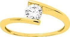BAGUE AVEC UN OXYDE DE ZIRCONIUM SERTI ENTRE 2 BRANCHES OR - BIJOUTERIE DELAVEST          