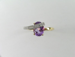 BAGUE AMETHYSTE ET OZ OR JAUNE 18 k - BIJOUTERIE DELAVEST          