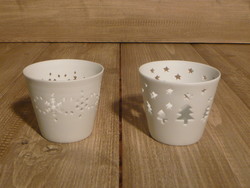 PHOTOPHORE CONIQUE FLOCON OU SAPIN EN PORCELAINE  - DE JADIS A DEMAIN