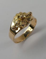 BAGUE TRADITIONNELLE DE SAVOIE MOTIF FLEUR TOUT OR ROSE - BIJOUTERIE DELAVEST          