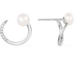  PERLES BLANCHES ET ZIRCONIUM OR BLANC  18 CARATS - BIJOUTERIE DELAVEST          