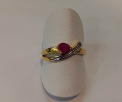 BAGUE RUBIS FORME POIRE BICOLORE 18 CARATS - BIJOUTERIE DELAVEST          