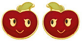 POMME OR JAUNE 750 MILLIEME LAQUE ROUGE ET VERT - BIJOUTERIE DELAVEST          