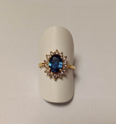 BAGUE SAPHIR FORME MARGUERITE OZ ET OR JAUNE 18 K - BIJOUTERIE DELAVEST          