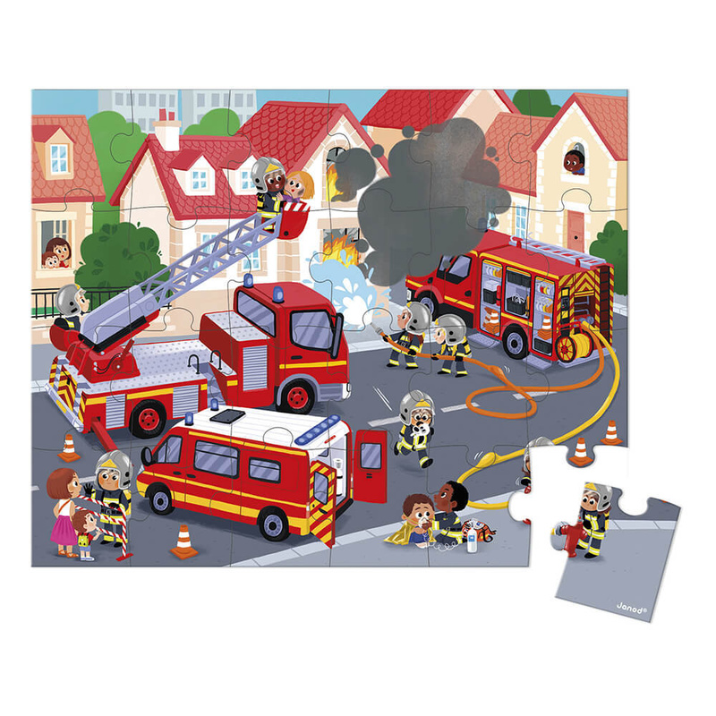 Puzzle 64 pièces - Pompiers en ville