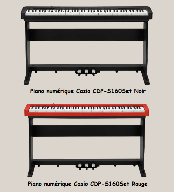 Piano numérique Casio CDP-S160Set Noir et Rouge - Voir en grand