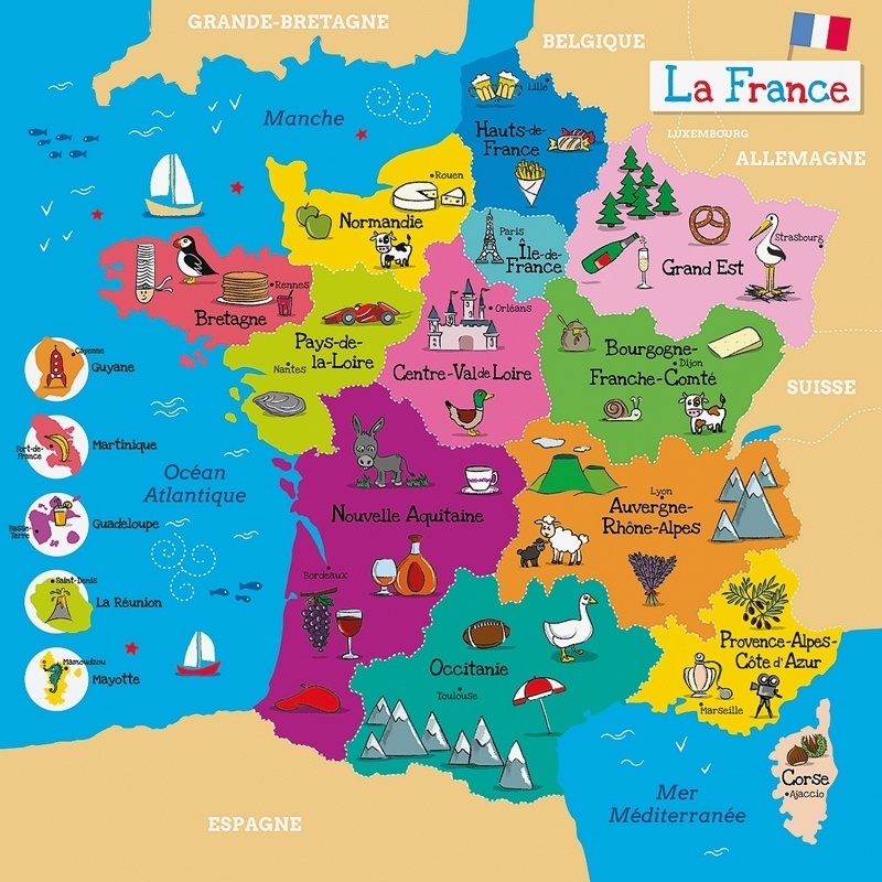 Puzzle Carte de France en bois. Vente jouet enfant fabrication