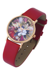 Montre Christian Lacroix bracelet cuir rouge cadran rosé - Le Gantelet du Roy