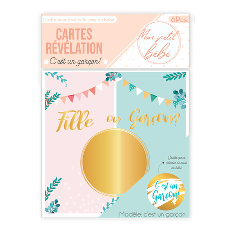 Sachet De 6 Cartes A Gratter Revelation Garcon Deco Boum