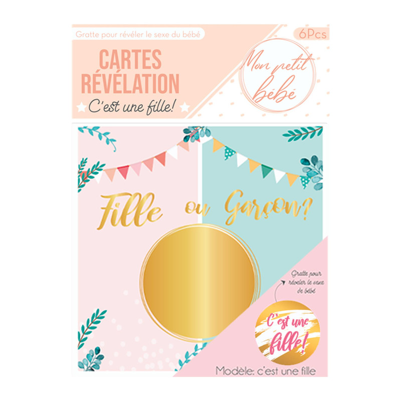 Sachet De 6 Cartes A Gratter Revelation Fille Deco Boum