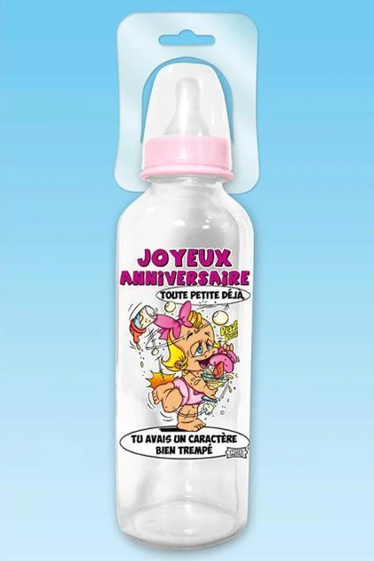 Biberon Joyeux Anniversaire Rose Deco Boum