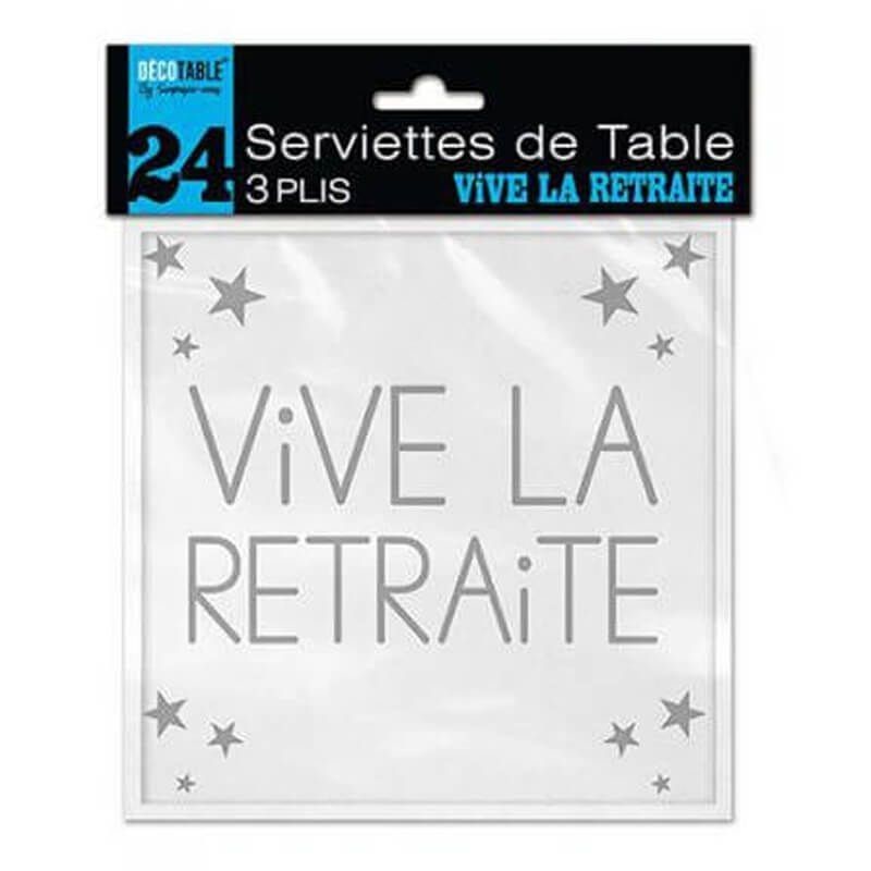 Paquet De 24 Serviette Vive La Retraite Deco Boum