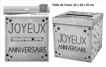 Urne Anniversaire Argent Pailletee Deco Boum