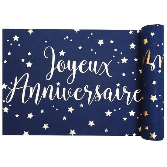 Chemin De Table En Coton Joyeux Anniversaire 28cm X 3m Deco Boum