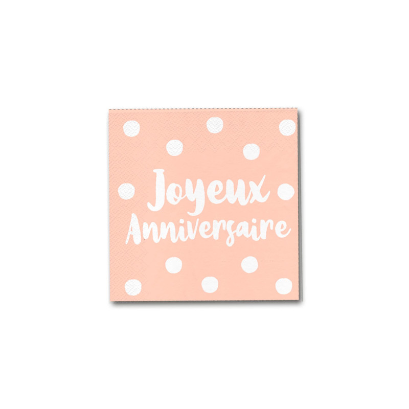 Paquet De 12 Serviettes Joyeux Anniversaire Blush Party Deco Boum